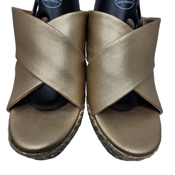 Gold Charles By Charles David Cate Rhinestone Wedge Sandal 9.5M - Picture 8 of 11